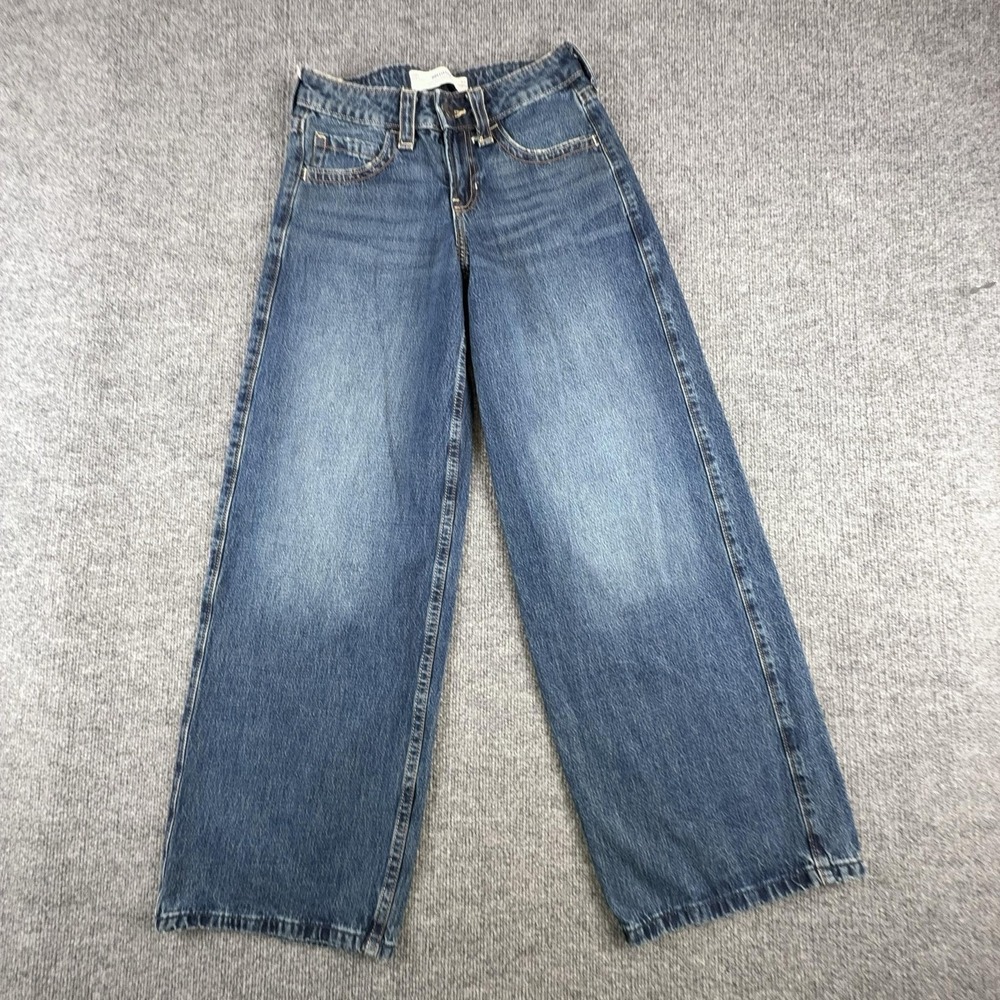 Hollister Jeans Womens 000R Medium Wash Low Rise Super Baggy Wide Leg Denim